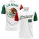 Custom White Kelly Green-Red Mexico Two Tone Performance Golf Polo Shirt