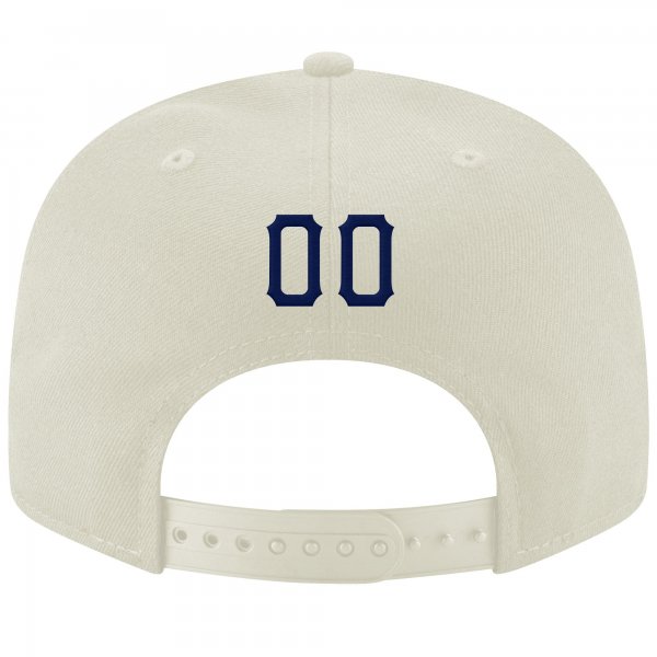 Custom Cream Navy-Gray Stitched Adjustable Snapback Hat