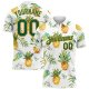 Custom White Kelly Green-Gold 3D Pattern Design Pineapples Performance Golf Polo Shirt