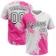 Custom Pink White-Black 3D Pattern Abstract Brush Stroke Two-Button Unisex Softball Jersey