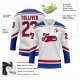 Custom White Red-Royal Hockey Lace Neck Jersey