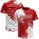 Custom White Red 3D Pattern Abstract Brush Stroke Two-Button Unisex Softball Jersey