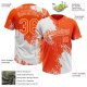 Custom White Orange 3D Pattern Abstract Brush Stroke Two-Button Unisex Softball Jersey