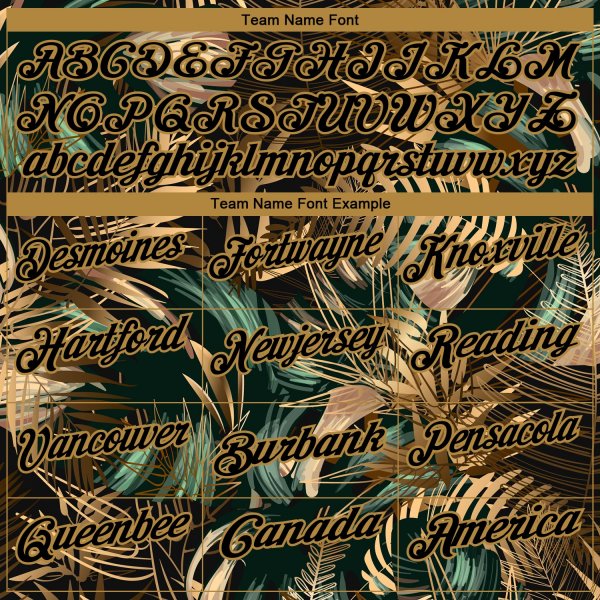 Custom Black Old Gold 3D Pattern Design Golden And Green Tropical Leaves In The Style Of Jungalow And Hawaii Performance Golf Polo Shirt