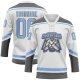 Custom White Light Blue-Steel Gray Hockey Lace Neck Jersey