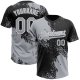 Custom Gray Black-White 3D Pattern Abstract Brush Stroke Two-Button Unisex Softball Jersey