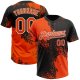 Custom Orange Black-White 3D Pattern Abstract Brush Stroke Two-Button Unisex Softball Jersey