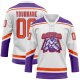 Custom White Orange-Purple Hockey Lace Neck Jersey