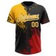 Custom Black Gold-Red 3D Pattern Abstract Brush Stroke Two-Button Unisex Softball Jersey