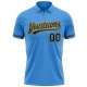 Custom Powder Blue Black-Old Gold Performance Vapor Golf Polo Shirt