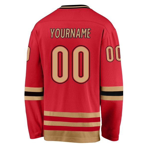 Men's Custom Red Old Gold-Black Hockey Jersey