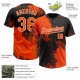 Custom Orange Black-White 3D Pattern Abstract Brush Stroke Two-Button Unisex Softball Jersey