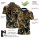 Custom Black Old Gold 3D Pattern Design Golden And Green Tropical Leaves In The Style Of Jungalow And Hawaii Performance Golf Polo Shirt