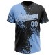 Custom Light Blue Black-White 3D Pattern Abstract Brush Stroke Two-Button Unisex Softball Jersey