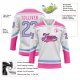 Custom White Light Blue Black-Pink Hockey Lace Neck Jersey